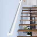 5FT White Industrial Iron Hand Railing, Wall Support Handle for Indoor Stairs & Outdoor Decks, Non-Slip & Rust-Resistant