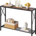 Tajsoon Console Table 41.8, 2-Tier Industrial entryway Table, Narrow Sofa Table with Shelves, Entrance Table for Entryway, Hallway, Living Room, Foyer, Corridor, Office, Rustic Brown