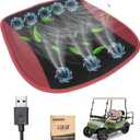 10L0L Universal Cooling Golf Cart Seat Cover Ventilated Seat Cushion with Fan Summer Breathable 3 Wind Adjustable Cooled Seat Pad Black Red