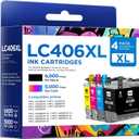 LC406XL Ink Cartridges High Yield Compatible for Brother LC406XL LC406 XL LC406 use with MFC-J4335DW MFC-J4535DW MFC-J5855DW MFC-J6555DW MFC-J6955DW Printer (Black, Cyan, Magenta, Yellow, 4 Pack)