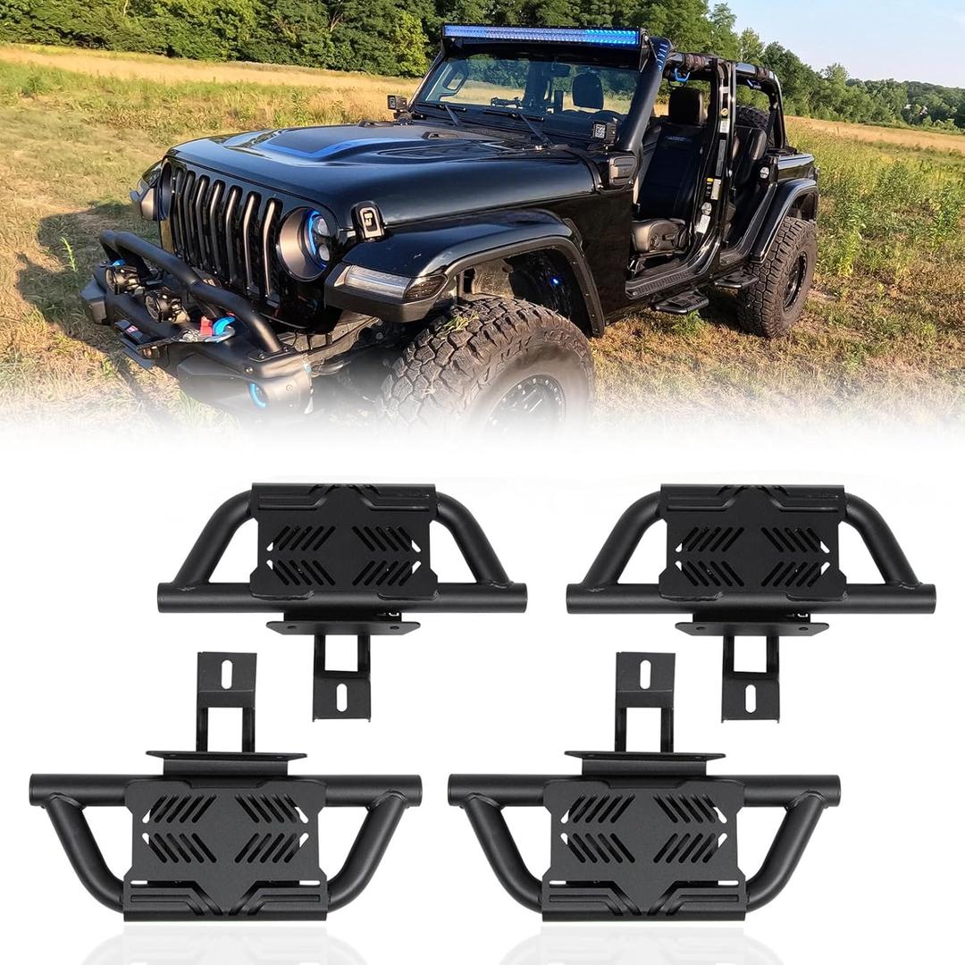 EZ Side Steps Fit for 2018-2025 Jeep Wrangler JL 4 Doors Running Boards 350 LBS One-Person Installation (NOT for Rock Rails)