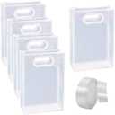 7 Pcs Clear Plastic Gift Bags with Ribbon Transparent Party Favor Bags Reusable Goodie Bags Small Tote Bags Wedding Candy Bags for Birthday Baby Shower Christmas White