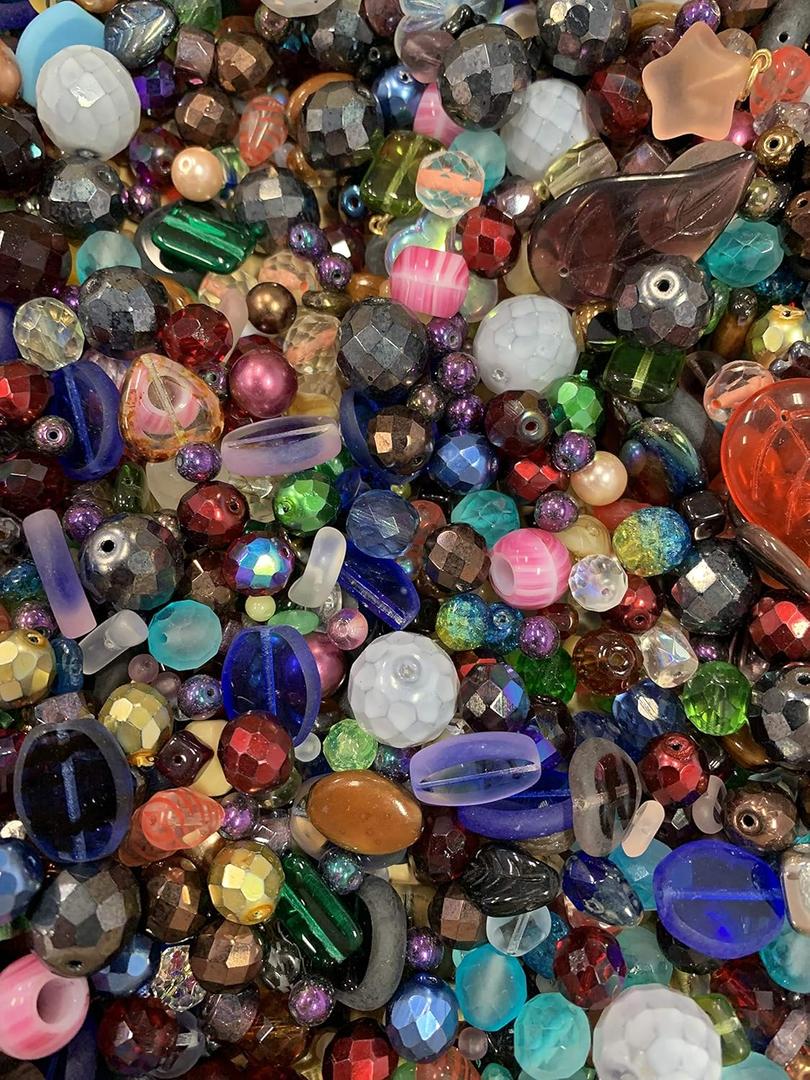Assorted Glass Beads for Jewelry Making, DIY Lamp Work, Arts and Crafts, and Decorative Hobby Artistry, Colorful Crystal Assortment Bulk Mix, 4-18mm