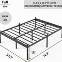18 Inch Full Metal Bed Frame with Mattress Slide Stopper, Full Size Platform Bed Frames No Box Spring Needed, Heavy Duty Bedframe, Easy Assembly, Noise Free
