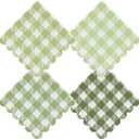 Green Gingham Napkins Disposable Cocktail: 120PCS Checkered Square Paper 9.8x9.8 Inch For Table Decorations & Dinner Party