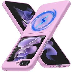 JUMIUSTNB Magnetic for Galaxy Z Flip 5 Case, Compatible with Wireless Charging, Slim Anti-Yellow Matte Hard PC Protective Shockproof Cute Case for Galaxy Z Flip 5, Purple(13-51)