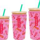3 Pack Reusable Sleeve for Iced Coffee Cup, Coffee Neoprene Sleeve for Iced&Hot Drinks, Coffee Sleeve Compatible with Starbucks, Dunkin Coffee Cup. (Cowgirl)