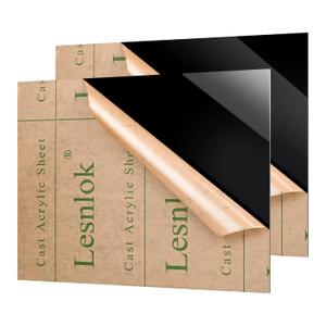 Lesnlok 2 Pieces 12 x 24 Black Acrylic Sheet 1/8 inch Thick 3mm Black Plexiglass Sheet, DIY Materials for Home Decor, Handcraft, Painting, Photography,Switch Panel, Display Stand