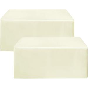 HolidayIdeas 2 Pack Fitted Table Clothes - 48 x 24 Inch - Butter Cream Rectangle Tablecloths for 4 Foot Tables, Polyester Fabric Folding Table Covers for Parties, Holiday Dinner, Wedding, Trade Show