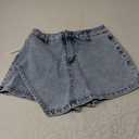 Womens Denim Skorts Stretchy High Waisted Jean Skort for Women Trendy Asymmetrical Mini Skirt with Shorts and Pockets M