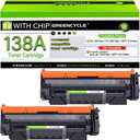 greencycle 138A W1380A [with Chip] Compatible Black Toner Cartridge Replacement for HP 138A W1380A 138X W1380X Work with LaserJet Pro 3001dw 3001fdw MFP 3101fdw Series Printer Ink ( 2-Pack )