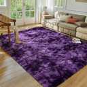 Softlife Dark Purple Area Rug for Living Room, Fluffy Shag Plush 6x9 Rugs for Bedroom Girls Kids, Shaggy Soft Fuzzy Tie Dyed Large Carpet for Dorm Bedside Ultra Cozy Non-Slip Indoor Decor
