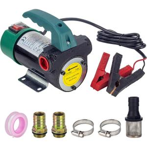 AIGMISON 12V 260W Diesel Transfer Pump Electric Fuel Transfer Pump 45L/Min Oil Suction Pump With Copper Motor For Diesel, Kerosene, Transformer Oil (without nozzle hoses green)