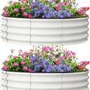 Raised Garden Beds Outdoor, 2 Pack 4x4x1 FT Galvanized Raised Garden Bed for Gardening, Round Metal Planter Box for Planting Plants Vegetables and Flower, White