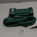 BESTTEN Outdoor Power Strip with Covers and Overload Protection Switch, Double Sided 6Outlet Yard Power Stake with 9Foot Long Extension Cord, ETL Certified, Green