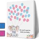Baby Shower Guest Book Fingerprint Tree Canvas, a Baby Shower Guest Book, Finger Print Guest Book, Gender Reveal Decoration Elephant Theme (002)