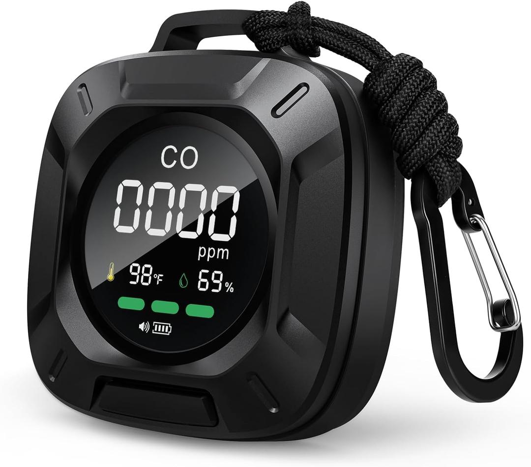 Carbon Monoxide Detectors, 3-in-1 Portable Carbon Monoxide Detector, RV CO Detector Alarm Temp/Humidity Sensor, Rechargeable CO Monitor 480HR Standby