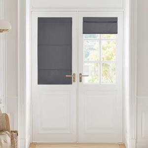 NICETOWN Roman Shades for Windows, Room Darkening French Door Shade, No Drill, Easy Installed Short Curtains, Adjustable Roller Shade, Window Blind, for Office, 1 Panel, 27" W x 48" L, Grey