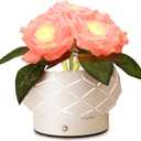 Roses Flower Touch Table Lamp,Rechargeable Cordless 3-Colour Dimming Small Night Light for Festival Housewarming Home Decor Birthday Gifts for Bedroom, Living Room Dining Room
