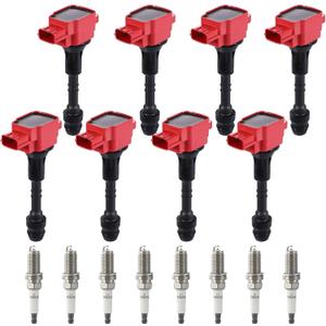 CarBole UF510 E1010 Ignition Coils Spark Plugs Set Replacement for Nissan QX56, Infiniti Titan Armada Pathfinder NV2500 NV3500