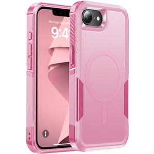 Magnetic for iPhone 17e Case Military-Grade Dual-Layer Shockproof, Rugged Heavy Duty Protective Cover [Compatible with Magsafe] Anti-Fingerprint Anti-Scratch 17e Phone Case 6.1, Pink