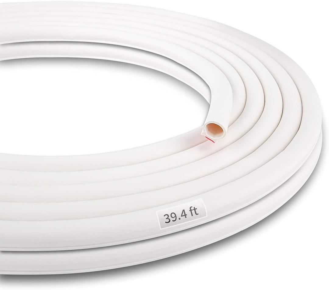 39.4 Ft Weather Stripping Door Seal Strip for Door Frame, Self-Adhesive Door Seals Weather Stripping, Gap Protection (5/16-11/20 inch) for Doors & Windows (White)