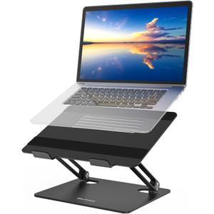 BoYata Laptop Stand, Adjustable Laptop Riser with Slide-Proof Silicone and Protective Hooks, Laptop Stand for Laptop up to 17 Inches, Laptop Holder Compatible for MacBook, Laptop-Black