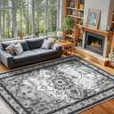 LBRO2M Boho Area Rug 8X10 Washable Rugs for Bedroom Low Piles Indoor Rugs, Non Slip Soft Carpet for Living Room, Dining Room, Gray Rug Foldable Pet Friendly Area Rugs Stain Resistant (8'X10' Gray)