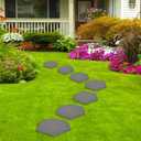 4Pcs Large Stepping Stones,Outdoor Stepping Stones with 24pcs Ground Stakes,Outside Flooring Pavers Decorative for Garden Yard Lawn Pathway Walk Way (Grey)