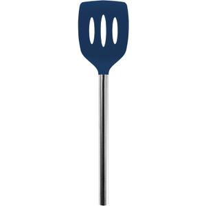 Tovolo Silicone Slotted Turner with Stainless Steel Handle, Pancake Spatula, Scratch-Resistant Kitchen Utensil for Nonstick Cookware & Cast Iron Skillets, Deep Indigo, Pack 2