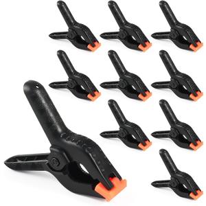 RELBRO Spring Clamps, 4.5 Inch Large Plastic Clips for Balloon Arch Backdrop Craft Decoration, Heavy Duty, Black, 10 Pcs