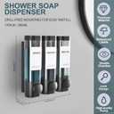3 Pack Shampoo and Conditioner Dispenser, Shower Soap Dispenser 3 Chamber No Drill Wall-Mounted, Body Wash and Shower Dispenser Set for Shower Wall, Elegant Large Capacity for Bathroom Hotel, Black