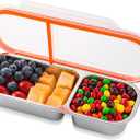 Stainless Steel Snack Containers with Lids, Reusable Condiment Box, Double Compartment Sauce Cups for Home, Travel
