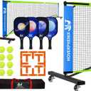 Pickleball Net for Driveway, 22FT Regulation Size Pickleball Net with Paddles Set of 4, Pickleballs and Carry Bag for Outdoor Indoor Game