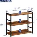 NUMENN Wide Bookshelf, 3 Tier Bookshelves, Home Office Bookcase Shelf Storage Organizer, Free Standing Storage Shelving Unit for Bedroom, Living Room and Home Office, Vintage