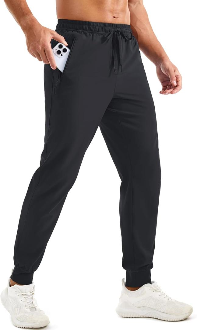 TACVASEN Men's Lightweight Athletic Joggers with Zipper Pockets Quick Dry Track Pants for Men Gym Sweatpants Workout Golf (XXXL)