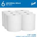 Scott Professional Essential Universal High-Capacity Hard Roll Paper Towels, Bulk (02000), Hardwound 1.75" Core, White, Compact for Easy Storage (6 Rolls at 950' Each, 5,700'/Case)