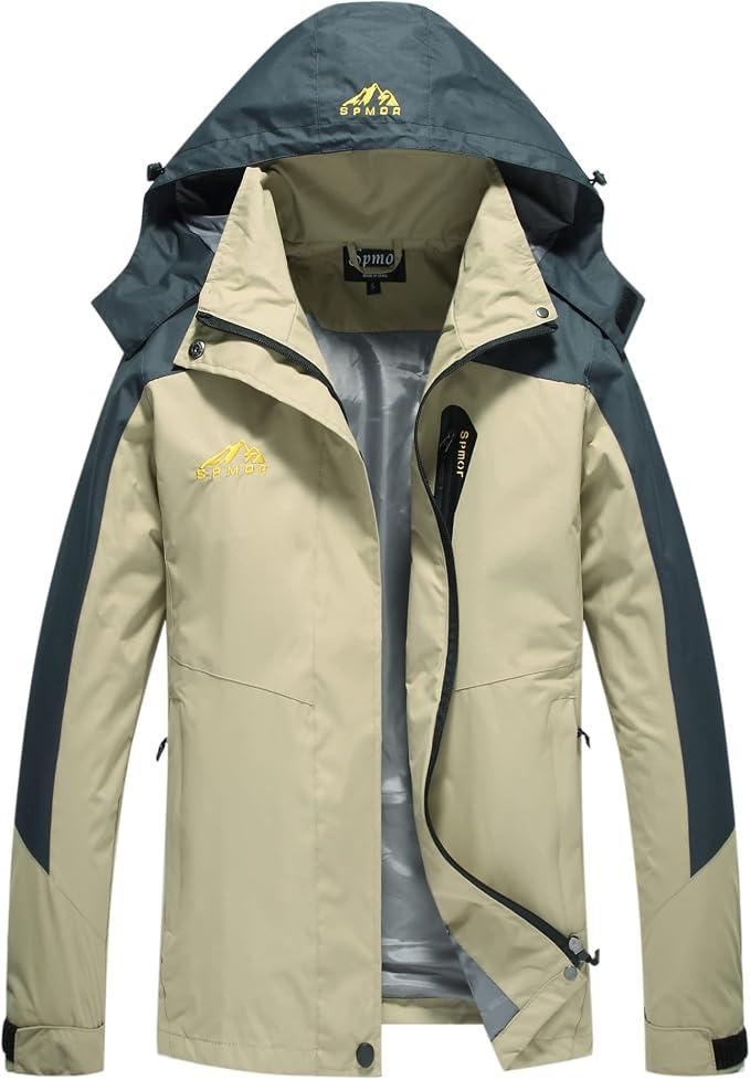 Women's Waterproof Rain Jacket Windproof Hooded Windbreaker Lightweight Raincoat, L