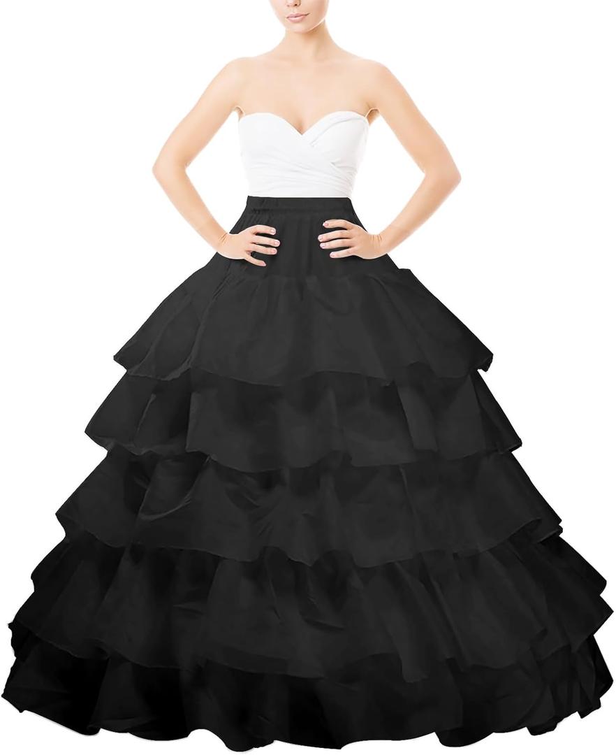 Hoop Skirt Full A-line Bridal Dress Gown Slip Petticoat for Wedding Dress Crinoline Underskirt Ball Gown (One Size)