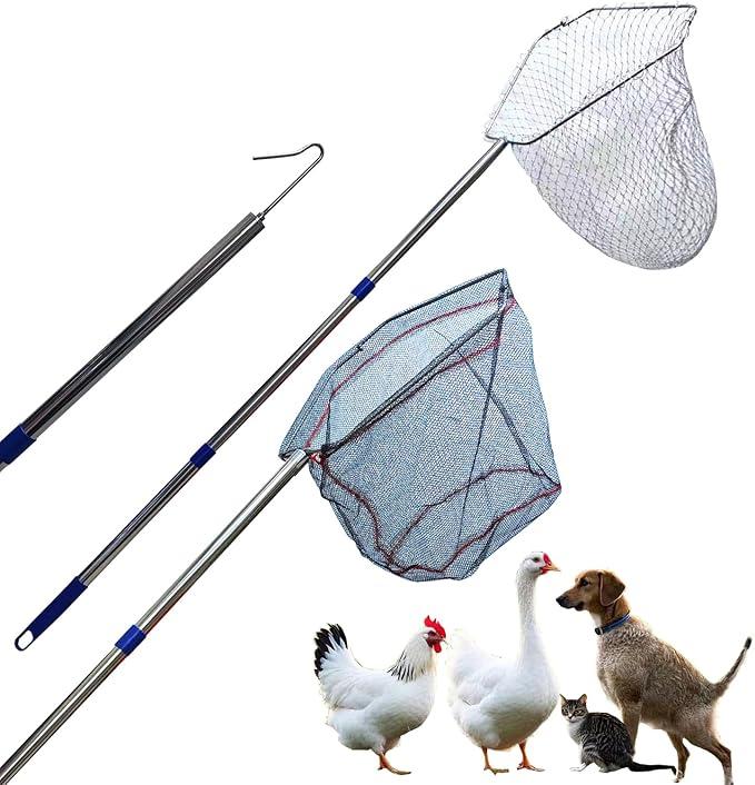 Stainless Steel Adjustable Chicken net Traps-Poultry catching nets, Fishing nets with Handles, Bird nets for Chicken coop, Chicken Traps with Handles, Fishing nets with Handles