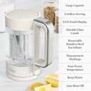 Martha Stewart Electric Kettle with Removable Stainless Steel Tea Infuser, Glass Carafe1.7L (7 Cups), Hot Water Boiler, 4 Presets, Keep Warm & Auto Shut-Off, Cordless 360 Swivel Base, Linen White