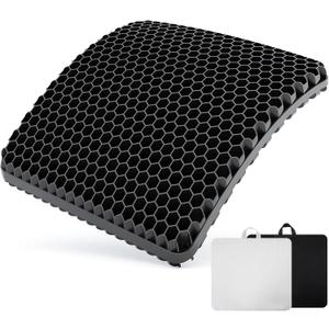 Gel Seat Cushion, Thickened Big Seat Cushion, Strong Support, Sciatica & Back Pain Relief, Breathable Cool Suitable as Office Chair Cushion, Car Seat Cushion, Wheelchair Cushions, 2 Non-slip Covers