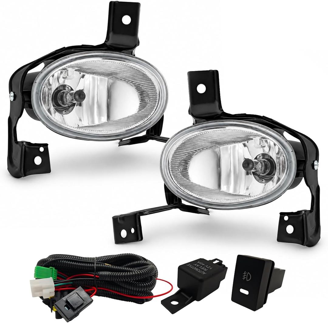 2pcs Fog Lights Compatible With 2010 2011 Honda CRV Fog Lamps with Wiring Harness and Switch H11 12V 55W Clear Lens Left Driver and Right Passenger Side