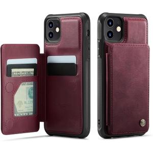 Vinich for iPhone 12/12 Pro Wallet Case with Card Holder, RFID Blocking Credit Slots Kickstand Shockproof Phone Cover Fit for iPhone 12/12 Pro 6.1" Burgundy