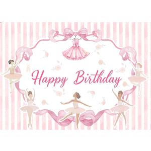 7x5 FT Ballet Girls Happy Birthday Backdrop Ballerina Birthday Party Decorations Ballerina Party Banners Ballet Themed Hanging Background for Girls Tutu Dance Party Supplies