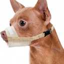 Dog Muzzle with Oxford, Breathable Dog Mouth Cover Prevent Biting for Small Medium Dogs, Grooming, Barking Chewing Prevention(XXS,Khaki)
