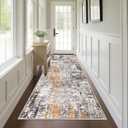 Capslpad 2x8 Black&Gold Abstract Hallway Runner, Ultra Soft Fabric Washable Runner Rug, Non-Slip Rubber Backing, Stain Resistant Low Pile Runners for Hallways, Kitchen, Entryway, Bedroom, Laundry