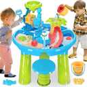 BELLOCHIDDO Water Table for Toddlers - 3 in 1 Kids Play Water and Sand Activity Sensory Playset with 12 Pcs Accessories - Summer Outdoor Pool Backyard Toys - Gifts for Boys Girls 1.5+ Years Old