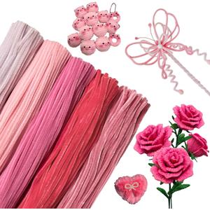 Pipe Cleaners Craft 500PCS 5 Colors Pastel Pink Pipe Cleaners Bulk 30CM Limpia Pipas para Manualidades Fuzzy Wire Chenille Stems for Arts Crafts and Creative DIY Projects Decorations