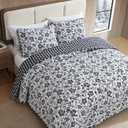 Eddie Bauer - King Quilt Set, Super Soft Bedding with Matching Shams, Rounded Corners, Diamond Corner Stitch (Woodblock Floral Black, King)